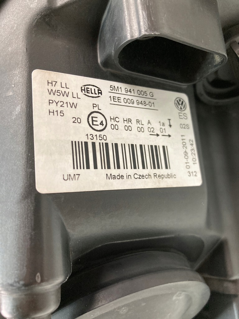 фото №9, Лампа левая передняя vw golf vi + plus 5m1941005g