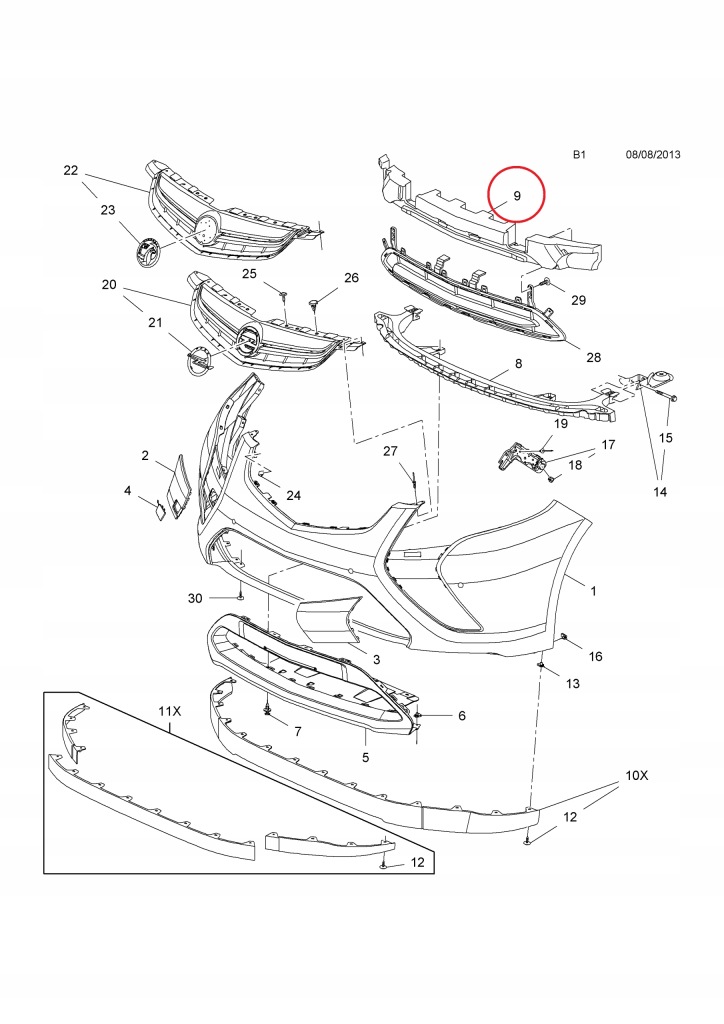 фото №1, Абсорбер бампера передній opel ampera 22764034 оригінал новий