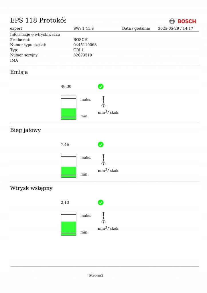 фото №7, Fiat stilo 1.9jtd 115km форсунка bosch 0445110068 test