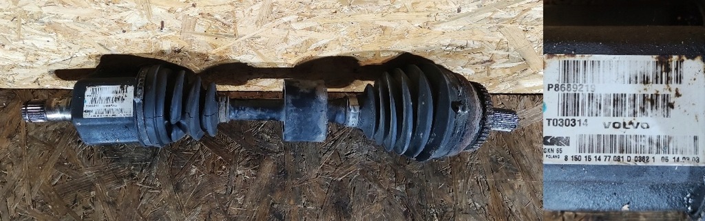 фото №1, Volvo оригинальный номер p8689219 приводной вал передняя l