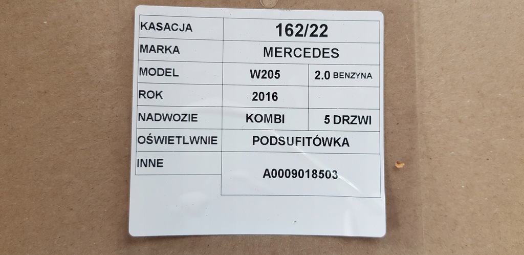 фото №5, Mercedes w205 лампа стельовий оригінальний номер a0009018503