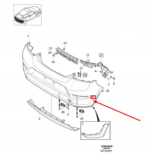 фото №10, Volvo c30 відбивач бампера заднього lewego 31283891 оригінальний