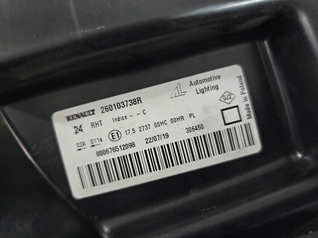 фото №8, Лампа передняя правая dacia duster 260103738r