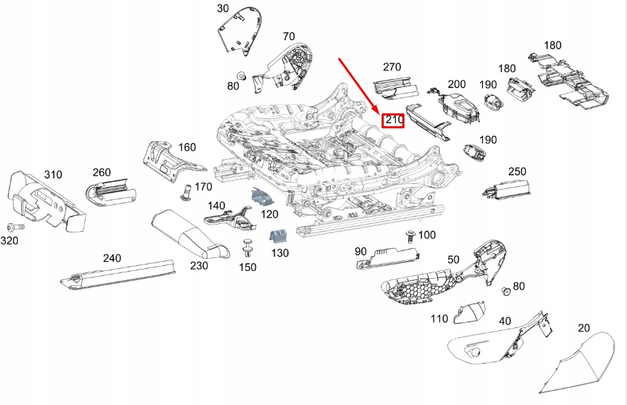 фото №1, Mb gle w167 передняя часть ниша для ног light left кронштейн a16780022009051