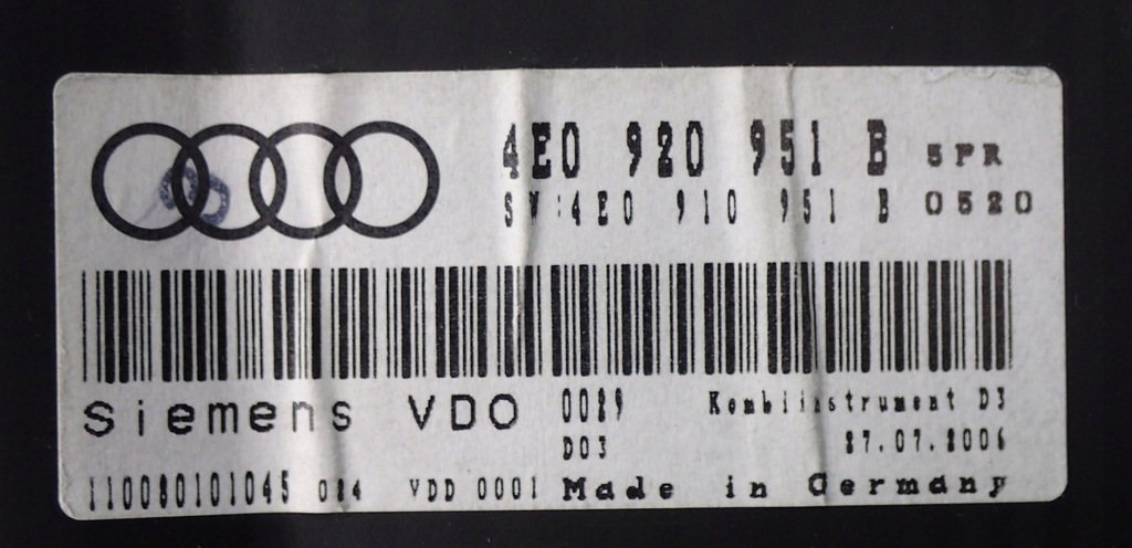 фото №11, Лічильник прилади великий fis mile audi a8 d3 4e0920951b