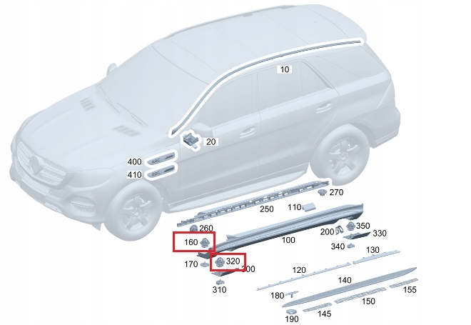 фото №2, Mercedes w223 r231 eqc кліпса кліпса поріг оригінальний номер