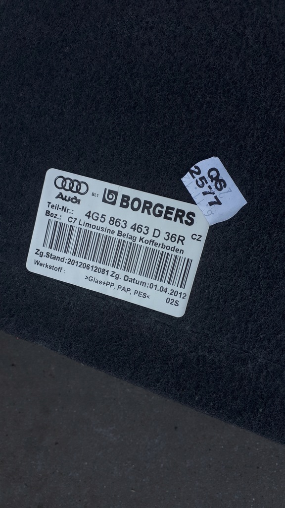 фото №11, S6 c7 a6 4g коврик багажника sedan 4g5863463d