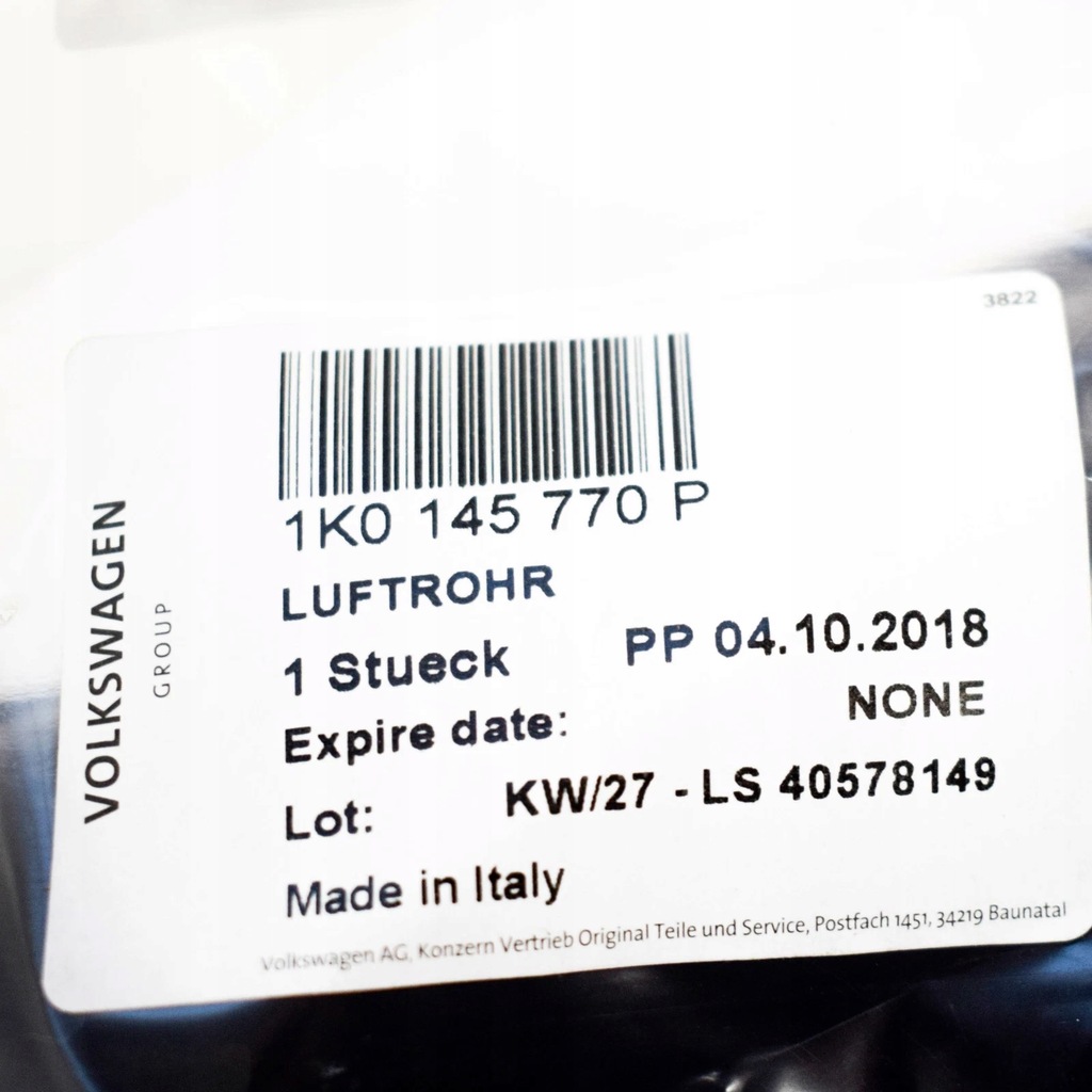 фото №7, Audi a1 8x wąż труби odprowadzenia повітря 1k0145770p oem