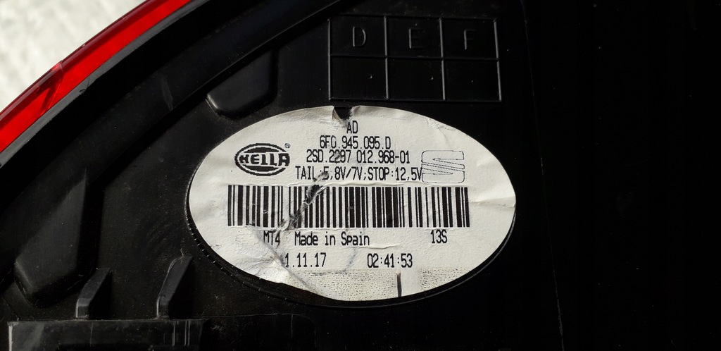 фото №6, Лампа левая задняя seat ibiza v 17- 6f0945095d