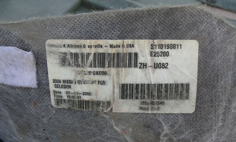 фото №11, Коврик обшивка pod ноги nissan quest iii 02-09