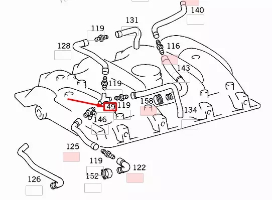 Mercedes benz w124 y-kształt соединитель шланг вентиляции a1190940312 oem Доставка