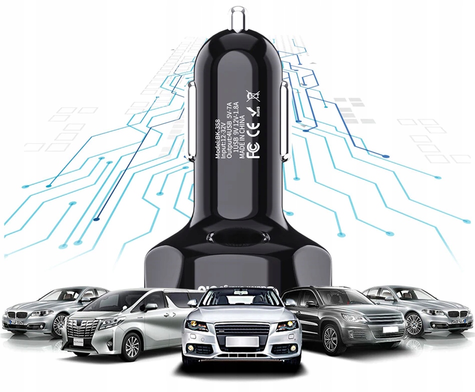 фото №9, Стекло зарядное устройство автомобильная 4x usb 3a qc3.0