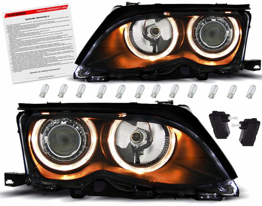 фото №1, Bmw 3 e46 01-05 sedan лампы фары black кольца