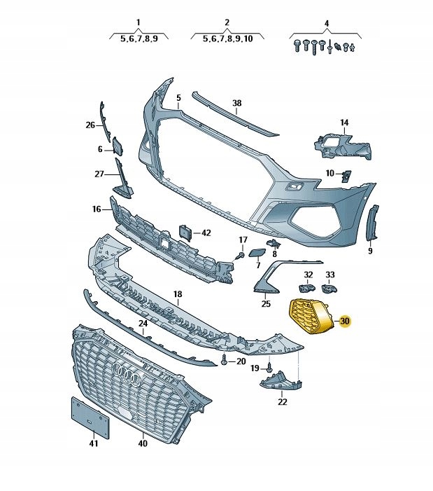 фото №1, Решётка заглушка решётка радиатора впуск воздуха правая audi a3 s3 8y оригинал aso