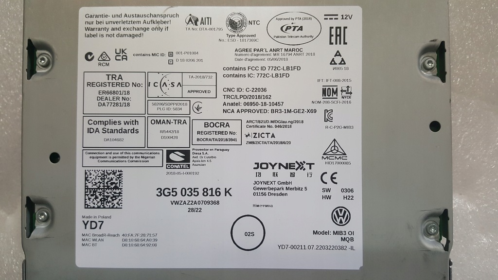 фото №10, Навігація мультимедіа mmi mib3 vw arteon passat touran t-roc 3g5035816k