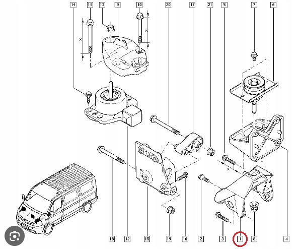 фото №6, Кронштейн подушки безопасности коробки renault master ii movano 2.2 2.5 dci оригинальный номер новый