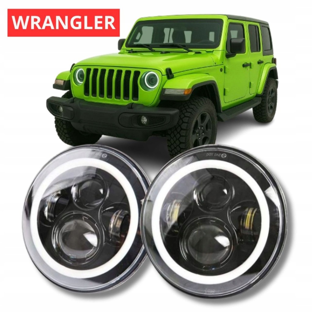фото №1, Jeep wrangler jk lj лампы led 7'' кольца лампы angel eyes drl гомологация