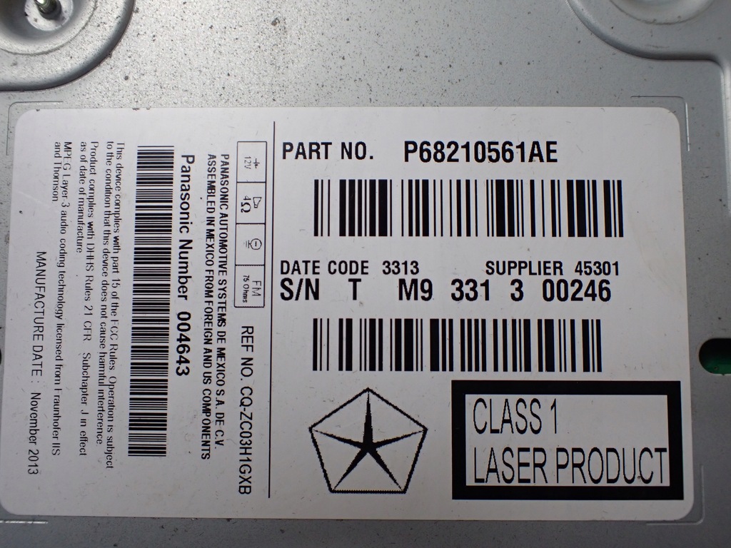 фото №9, Радіо зчитувач cd dodge charger ii gen vi p68210561 6730