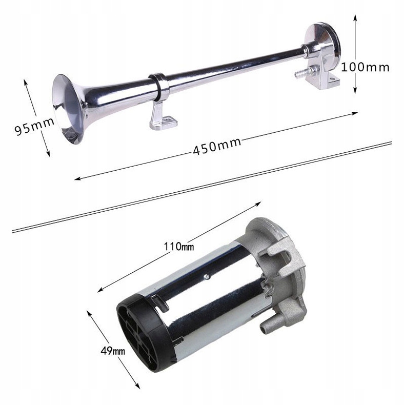 фото №16, Сигнал клаксон пневматична сигнал 12v 150db сигнал з kompresorem клаксон