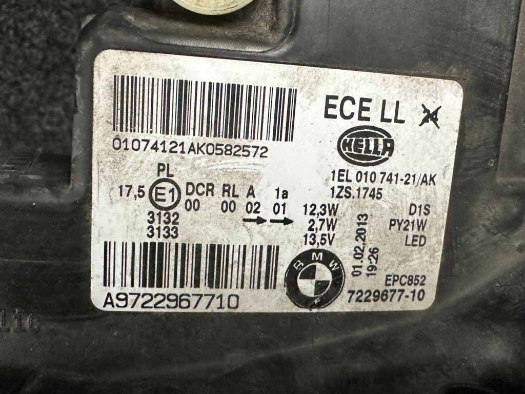 фото №8, Bmw seria 1 f20 f21 лампа левая перед передняя bixenon некорректируемый 7229677