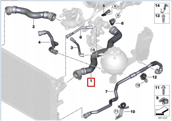 Bmw 5 g30 пабтрубок  радиатора воды правая  17128572905 oem Цена