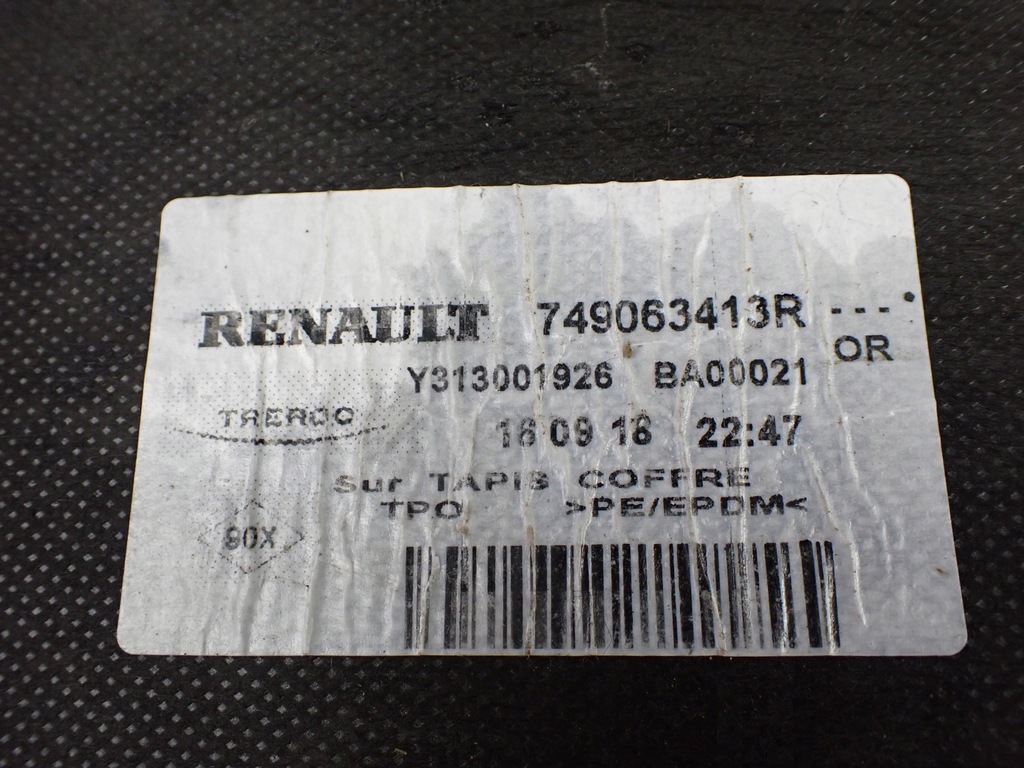 фото №11, Підлога обшивка багажника dacia dokker 1.6 sce 2018 r europa 749063413r