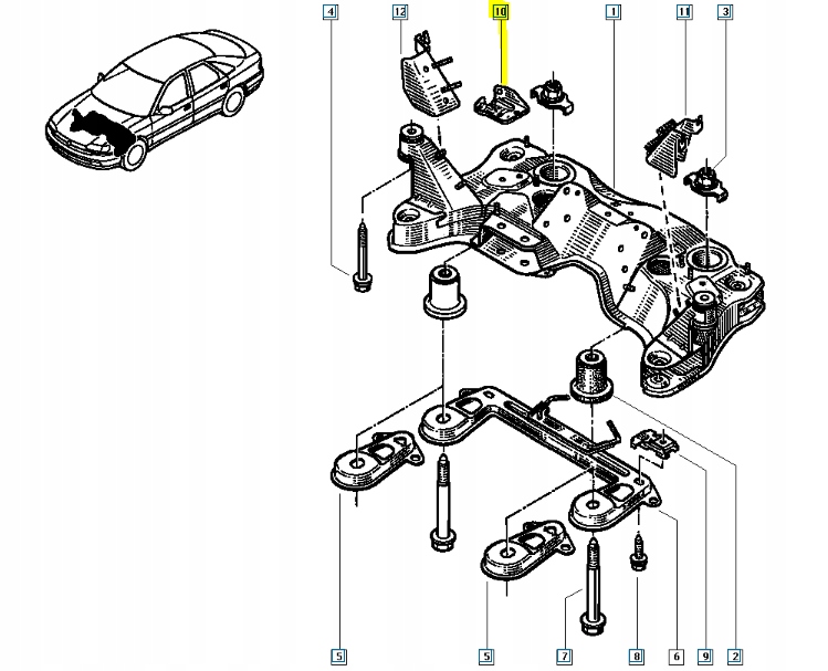 фото №10, Кронштейн подрамник перед renault safrane оригинальный номер 7700807288