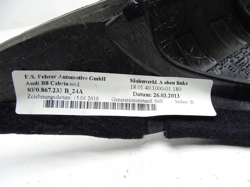 фото №11, Захист стійка скло передньої ліва 8f0867233b audi a5 8t cabrio