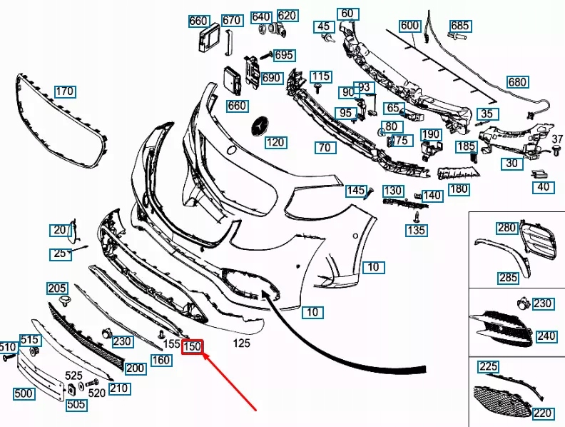 Mercedes-benz e w213 нижняя накладка бампера передний решетка a2138850100 Оригинал