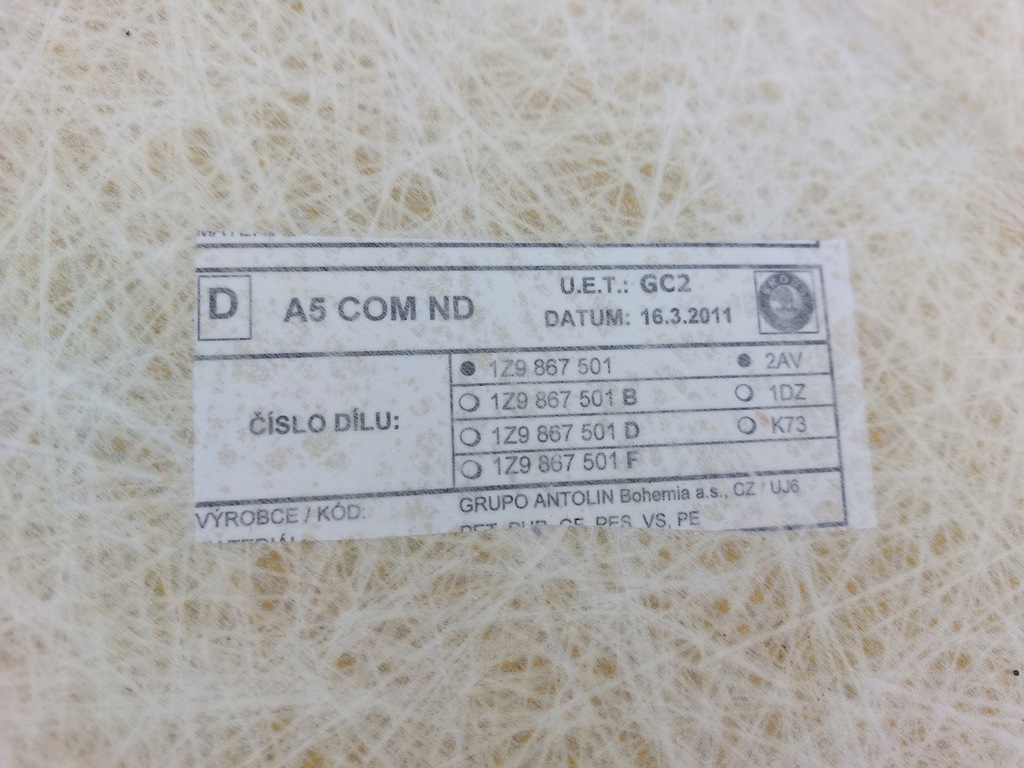 фото №6, Skoda octavia ii lift kombi потолок 1z9867501