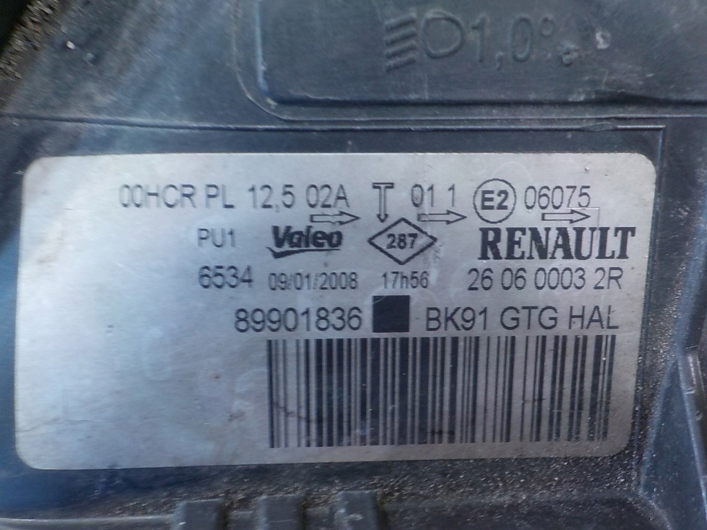фото №6, Renault laguna iii 08r hb 5d лампа левая перед 260600032r 89901836