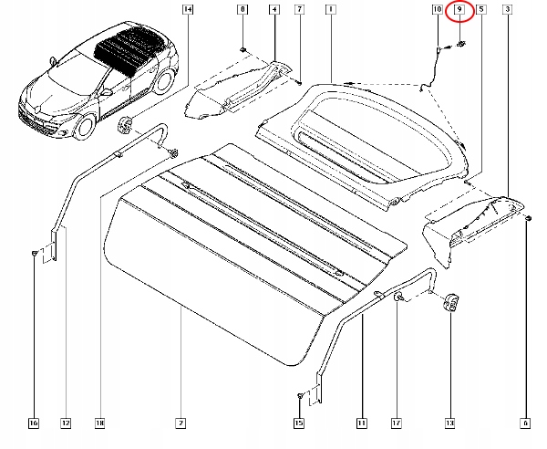фото №4, Клипса крючок полка багажника renault scenic ii