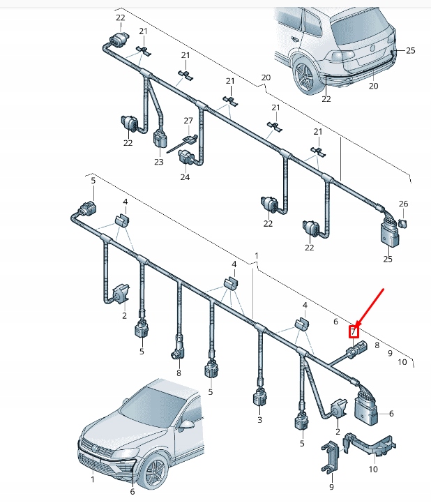 Vw touareg 7p mk2 жгут трубопровод камеры w передний бампере 7p6971298k Цена