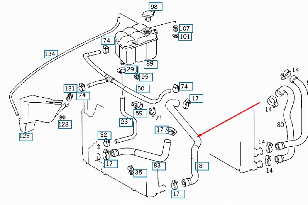 Mb s-class w140 верхній патрубок радіатора a1405000875 4.2 бензин новий оригінальний Зі Шроту