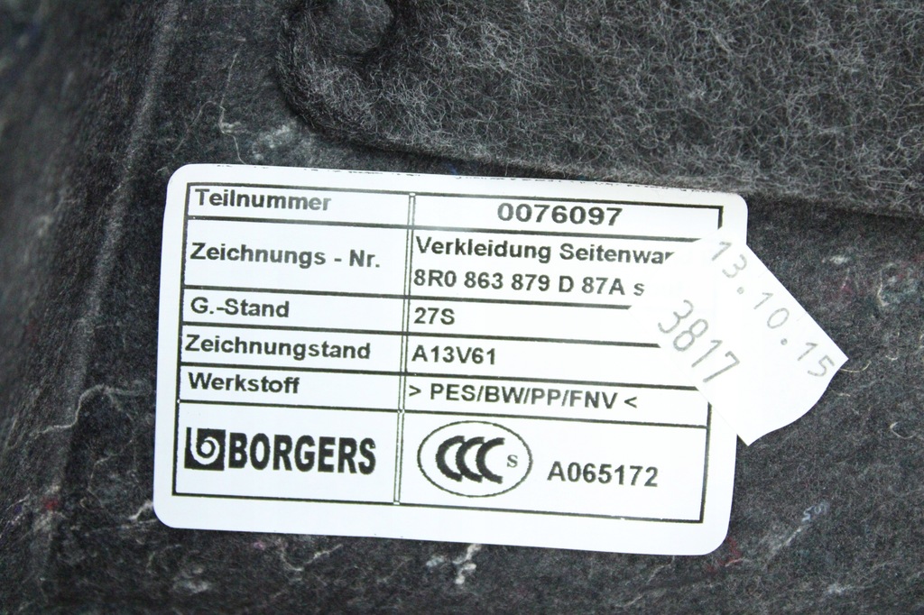 фото №10, Оригинальный обшивка обивка багажника левый задняя audi q5 8r 8r0863879d