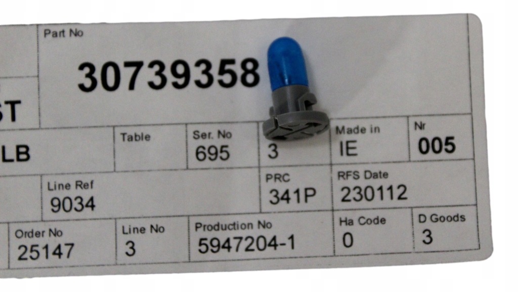 фото №1, Volvo xc90 лампочка підсвітка панель керування оригінальний номер 3073