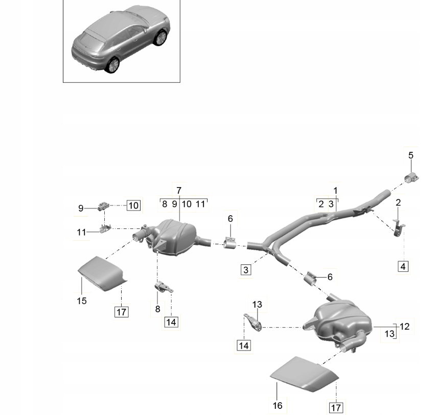 фото №1, Глушники кінцеві ліва porsche macan 2.0 r4 95b253601hy