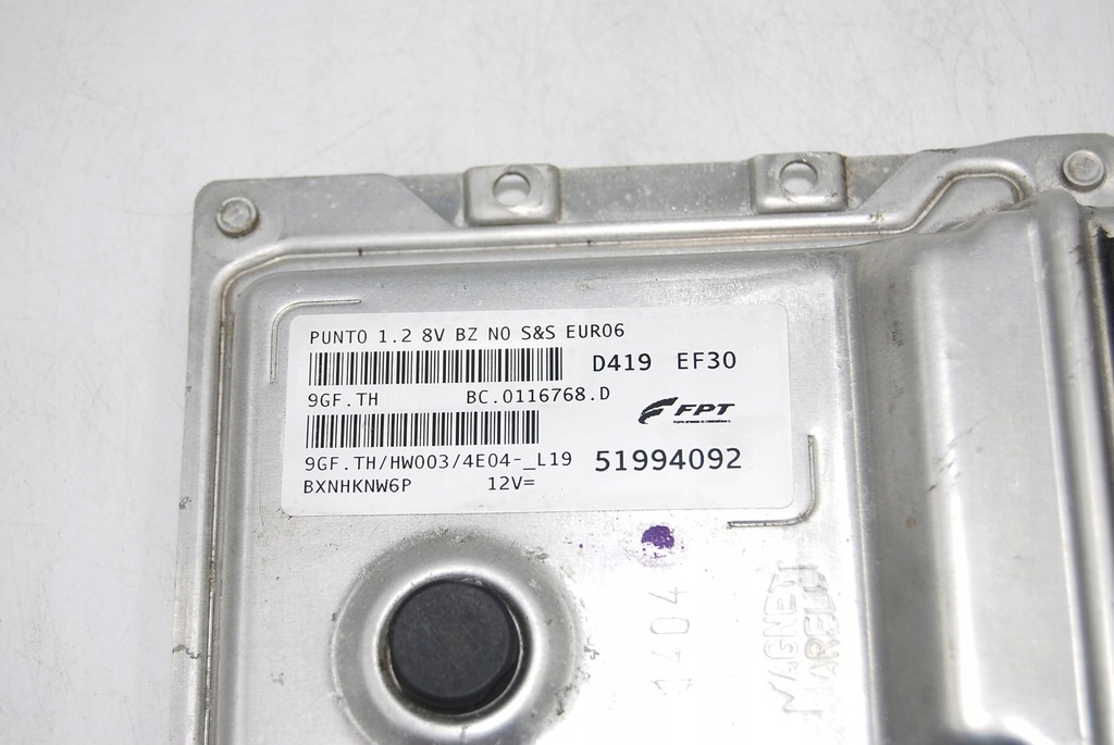 фото №6, Бортовий комп'ютер блок керування двигуна fiat punto 1,2 8v 51994092 d419 ef30 9gf.th