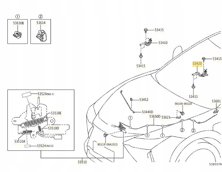 фото №1, Оригінальний номер lexus петля капот лівий lexus rz 5342046050