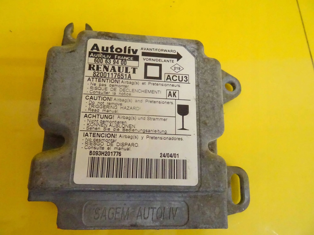 фото №1, Модуль датчик подушка безпеки renault megane i 8200117651a nr1687