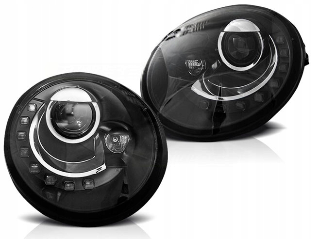 фото №1, Лампы фары vw new beetle 98-05 black led + лампочка бесплатно!