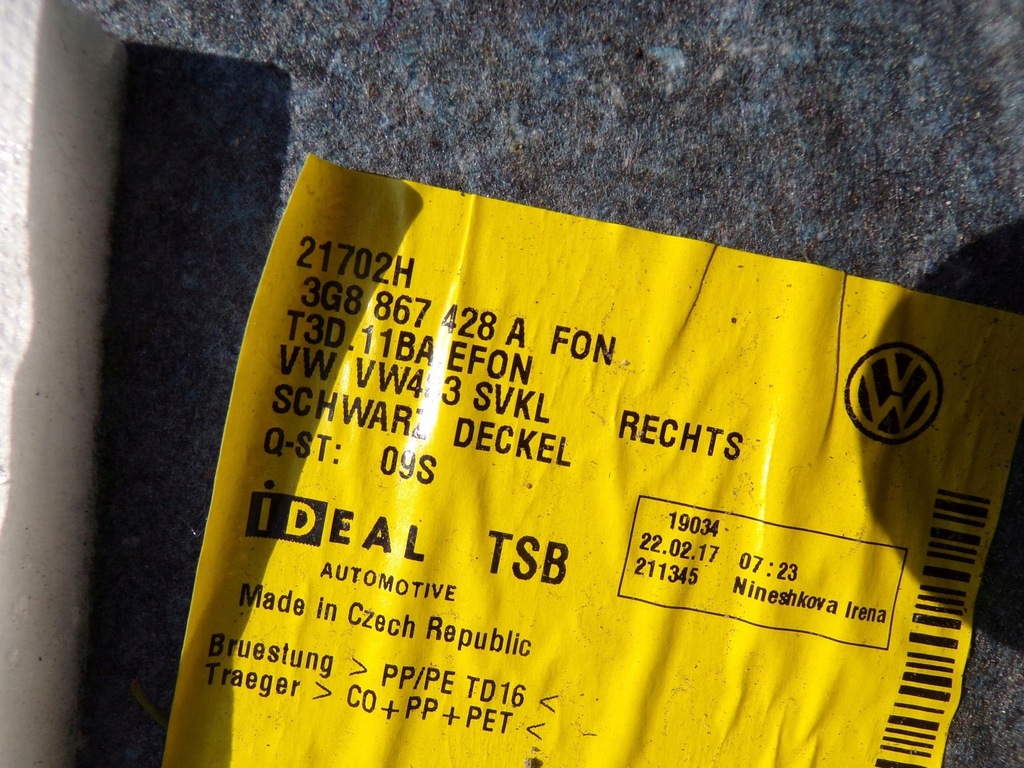 фото №8, Обивка багажника правая 3g8867428a vw arteon