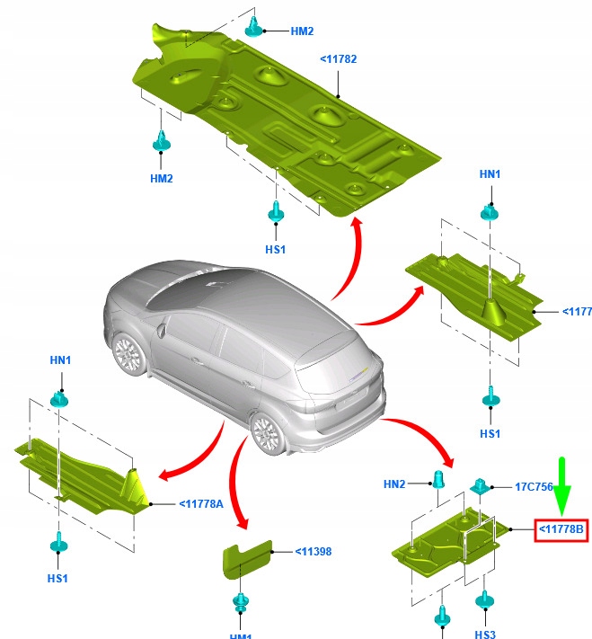 фото №1, Ford grand c-max mk2 rear air дефлектор 1900357 f1db-u11787-aa original