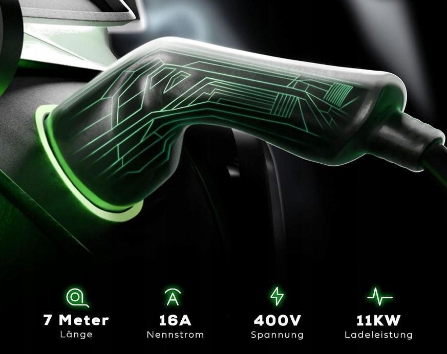Spark-e кабель до заряджання typ 2 11kw до автомобілів електричних ev - 7 m Ціна