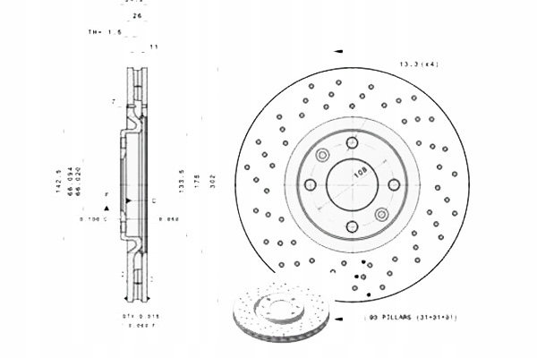 фото №1, Brembo тормозные диски тормозные перфорированные citroen c4 i c4