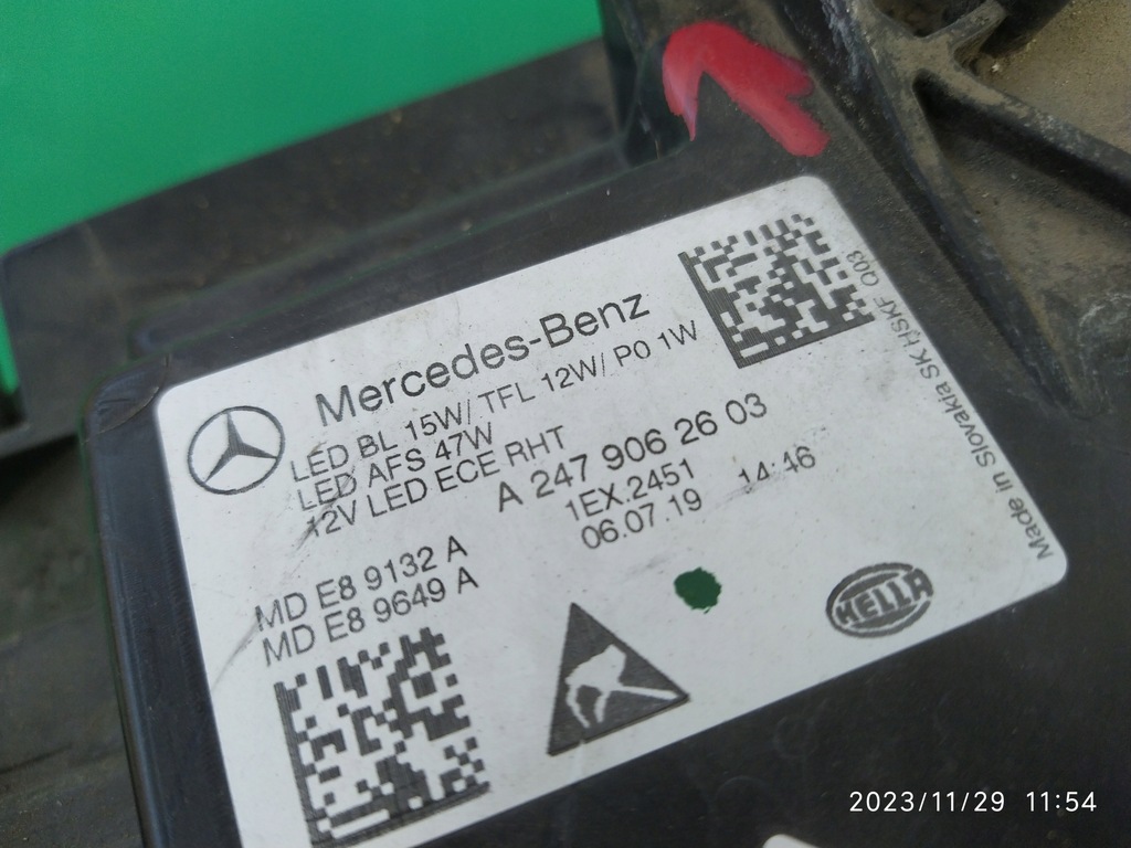 фото №16, Лампа правый перед mercedes b-klasa w247 a2479062603