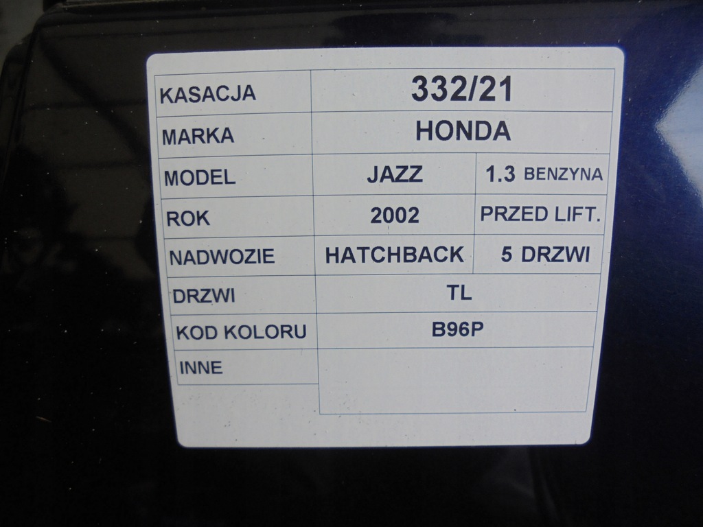 фото №6, Дверь задние левая honda jazz ii lak.b96p