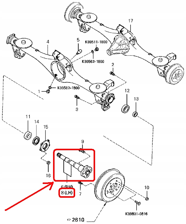 фото №7, Привідний вал привідна задня ліва kia sportage 1993-1998