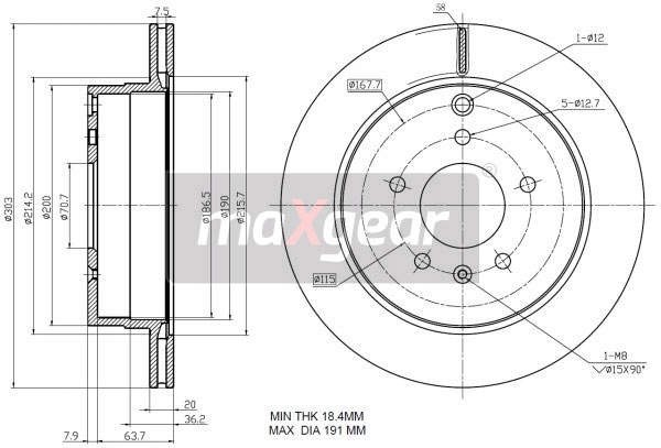 Купить Диск ham. opel t. antara/captiva 303x2 maxgear