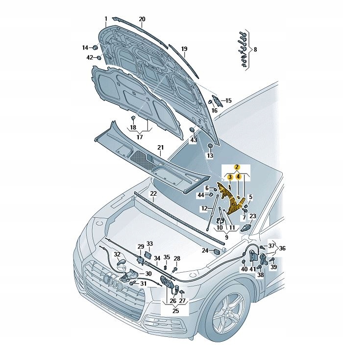 фото №4, Петля капот перед передней audi q5 правый vl0 оригинал aso